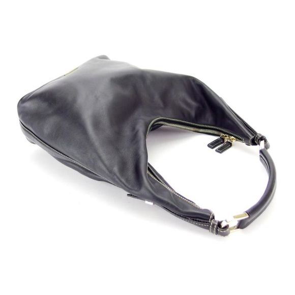 Gucci Metal Fittings Hobo Leather Black Gold Shoulder Bag - Picture 4 of 6